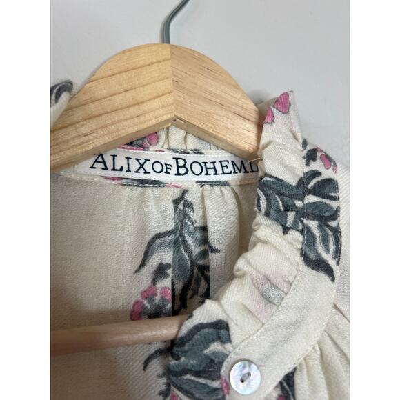 NWT Alix Of Bohemia Annabel Mirabilis Wool Shirt Pink Floral Long Sleeve - Picture 4 of 7